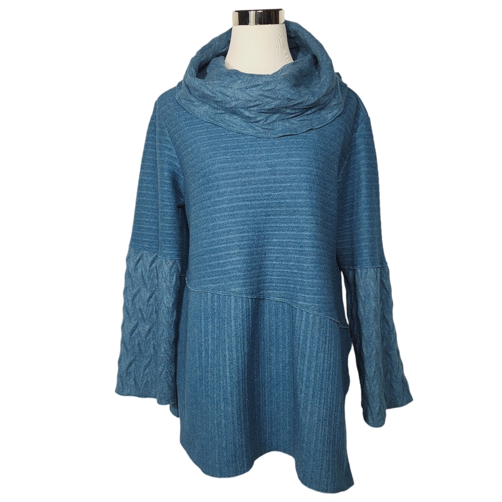 Habitat Clothes To Live In Sz S Pullover Cowlneck Asymmetric Hem Sweater Top.